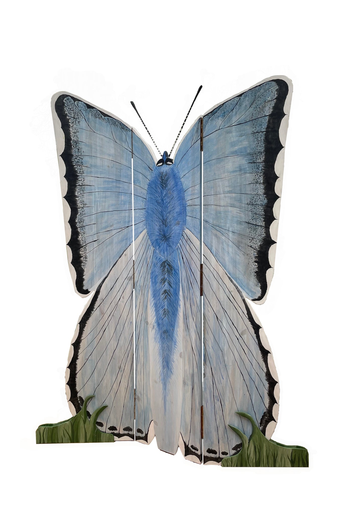 Chalk Blue Butterfly Folding Screen