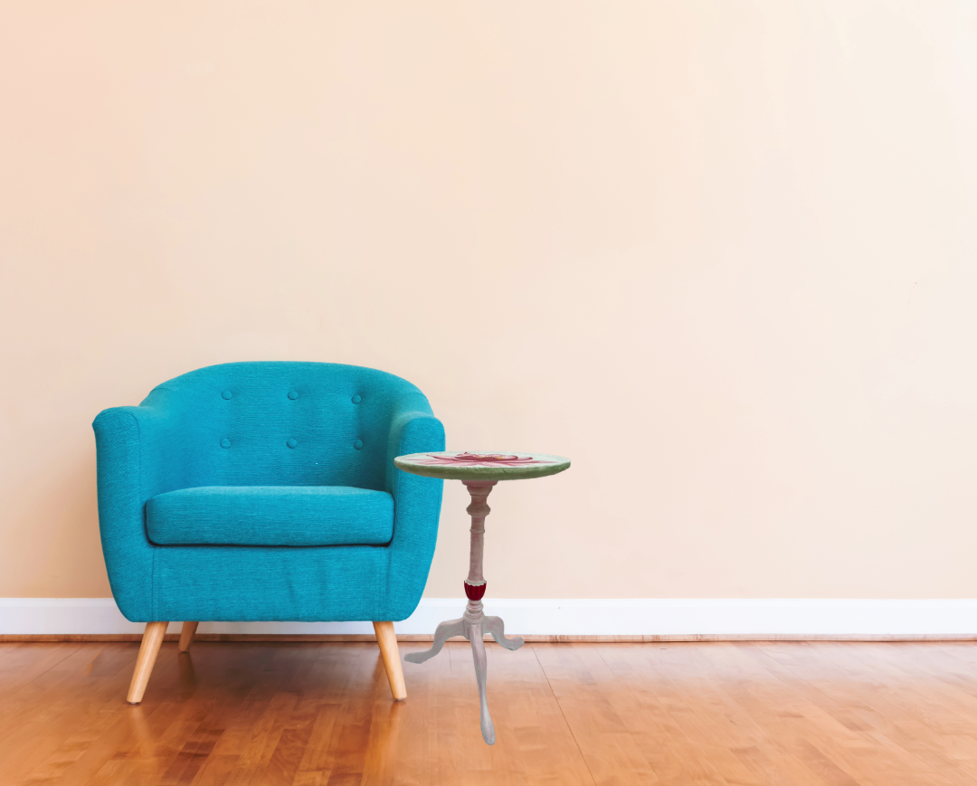 Hand-painted Lotus side table plus triptych | Boho Zen Decor | Yoga