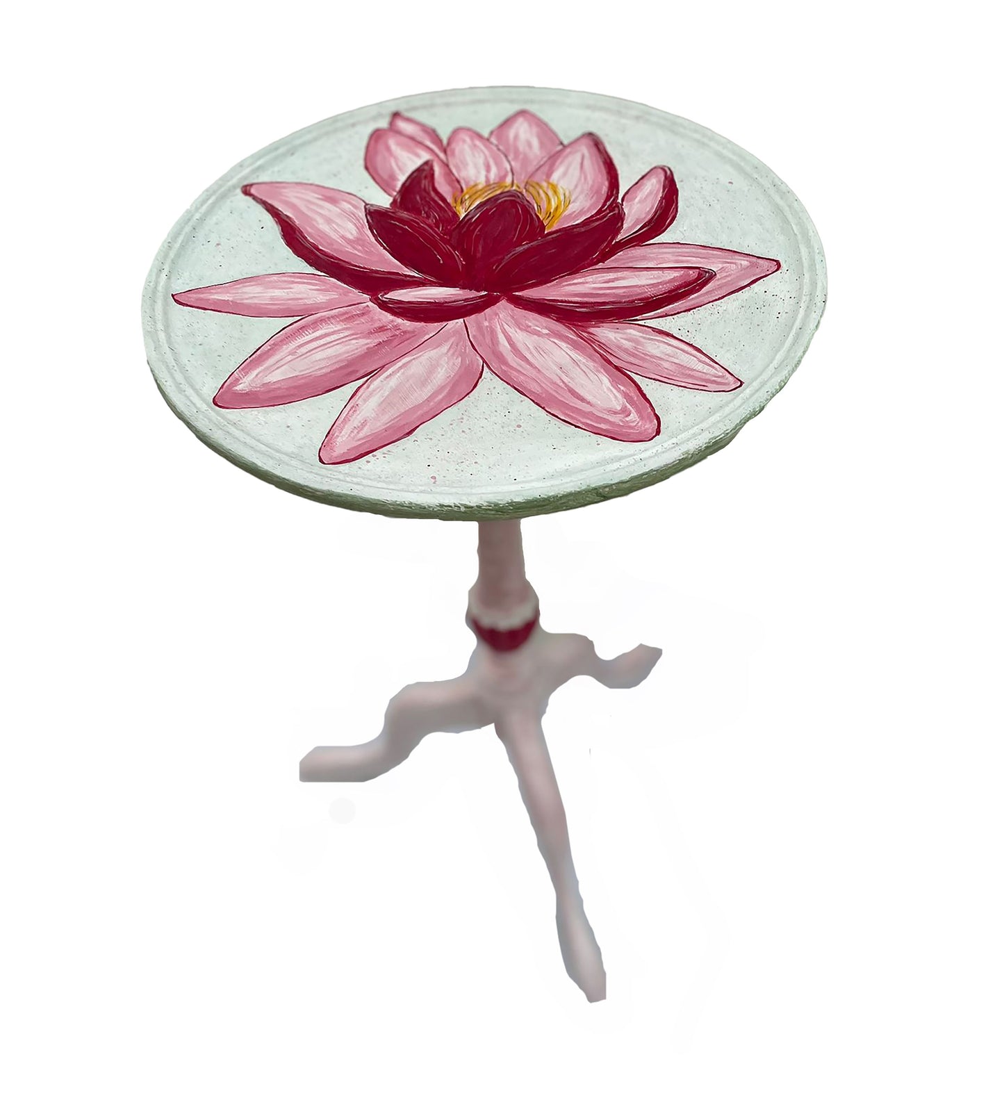 Hand-Painted Lotus Flower Side Table – Unique Boho Accent Table for Tranquil Spaces