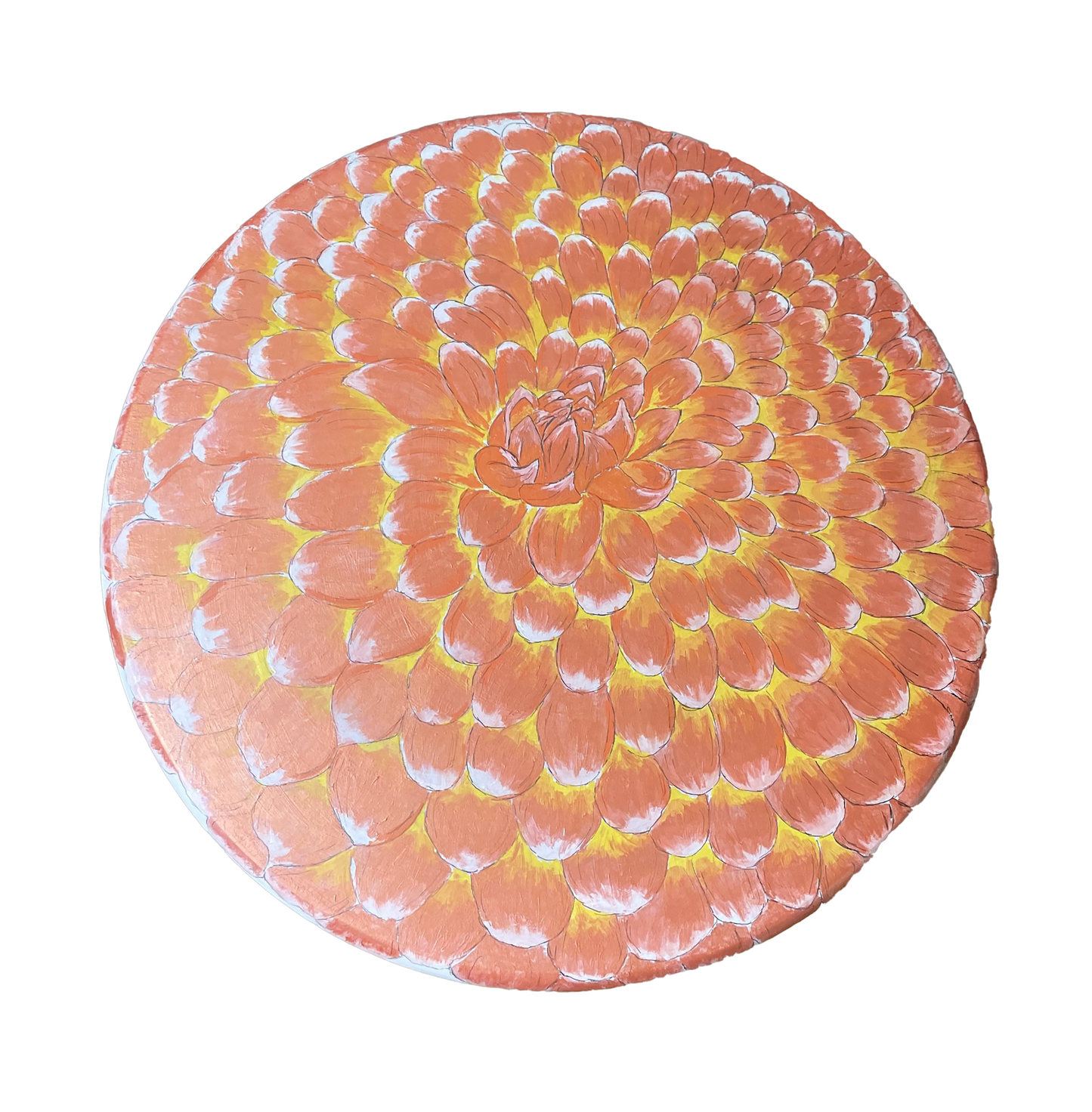 Dahlia Side Table with Orange-Yellow Design