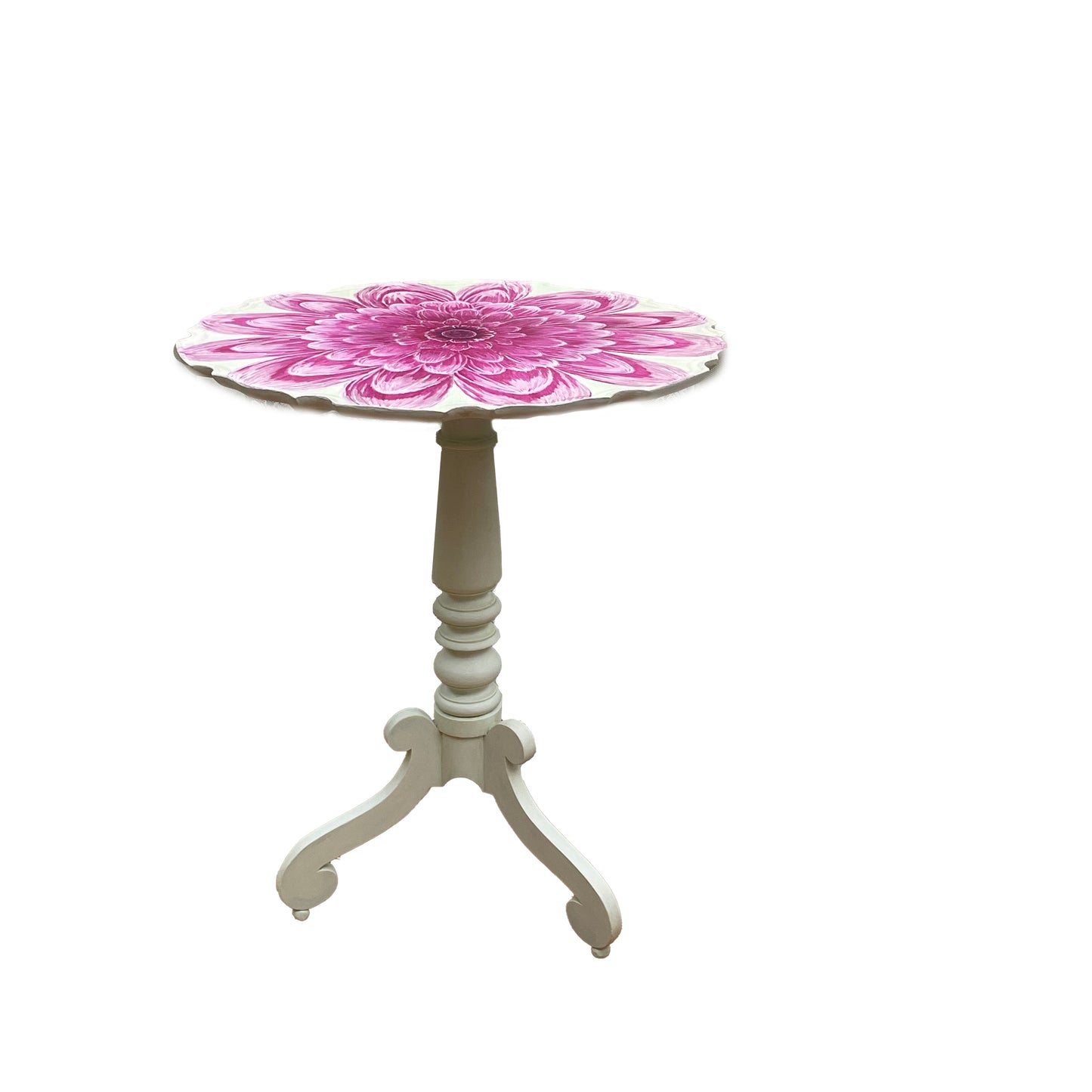 Sculpted Pink Dahlia Round Tilt-Top Tea Table