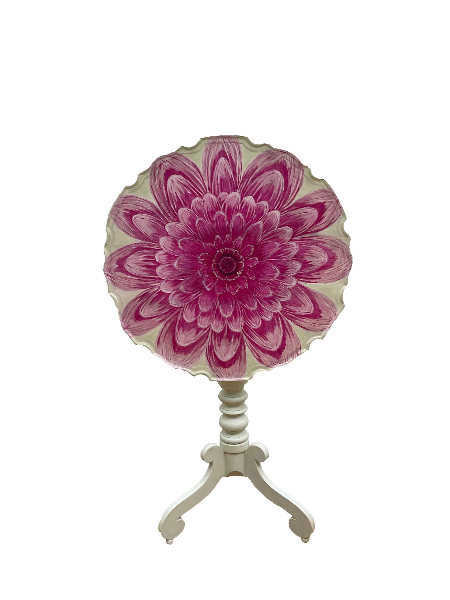 Sculpted Pink Dahlia Round Tilt-Top Tea Table