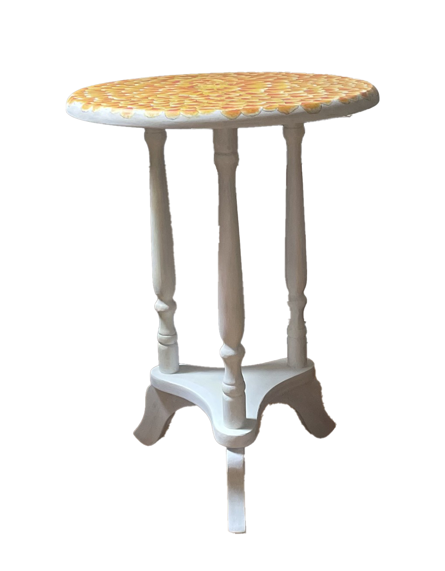 Round Yellow Dahlia flower side table
