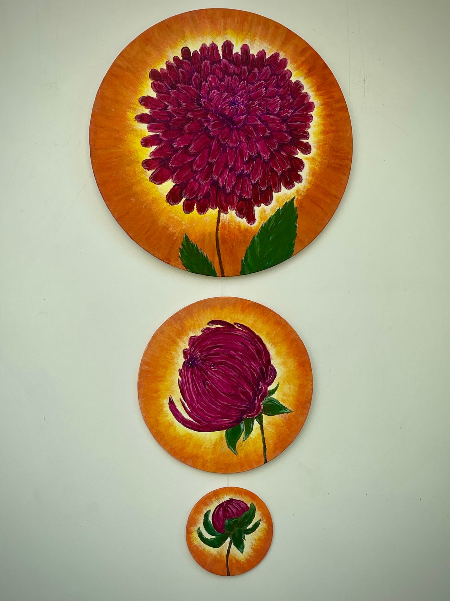 Triptych painting - Dahlia