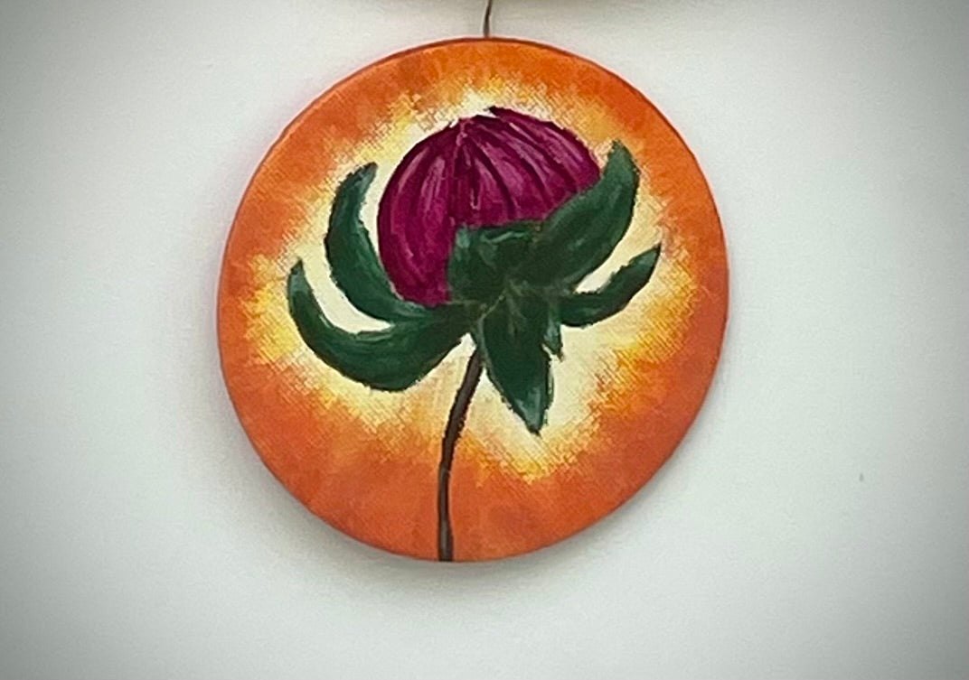 Triptych painting - Dahlia