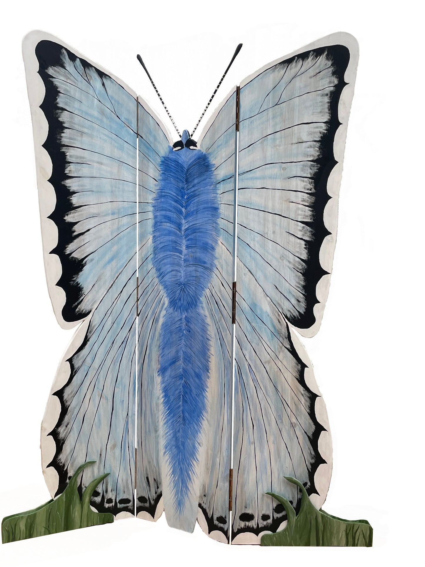 Chalk Blue Butterfly Folding Screen
