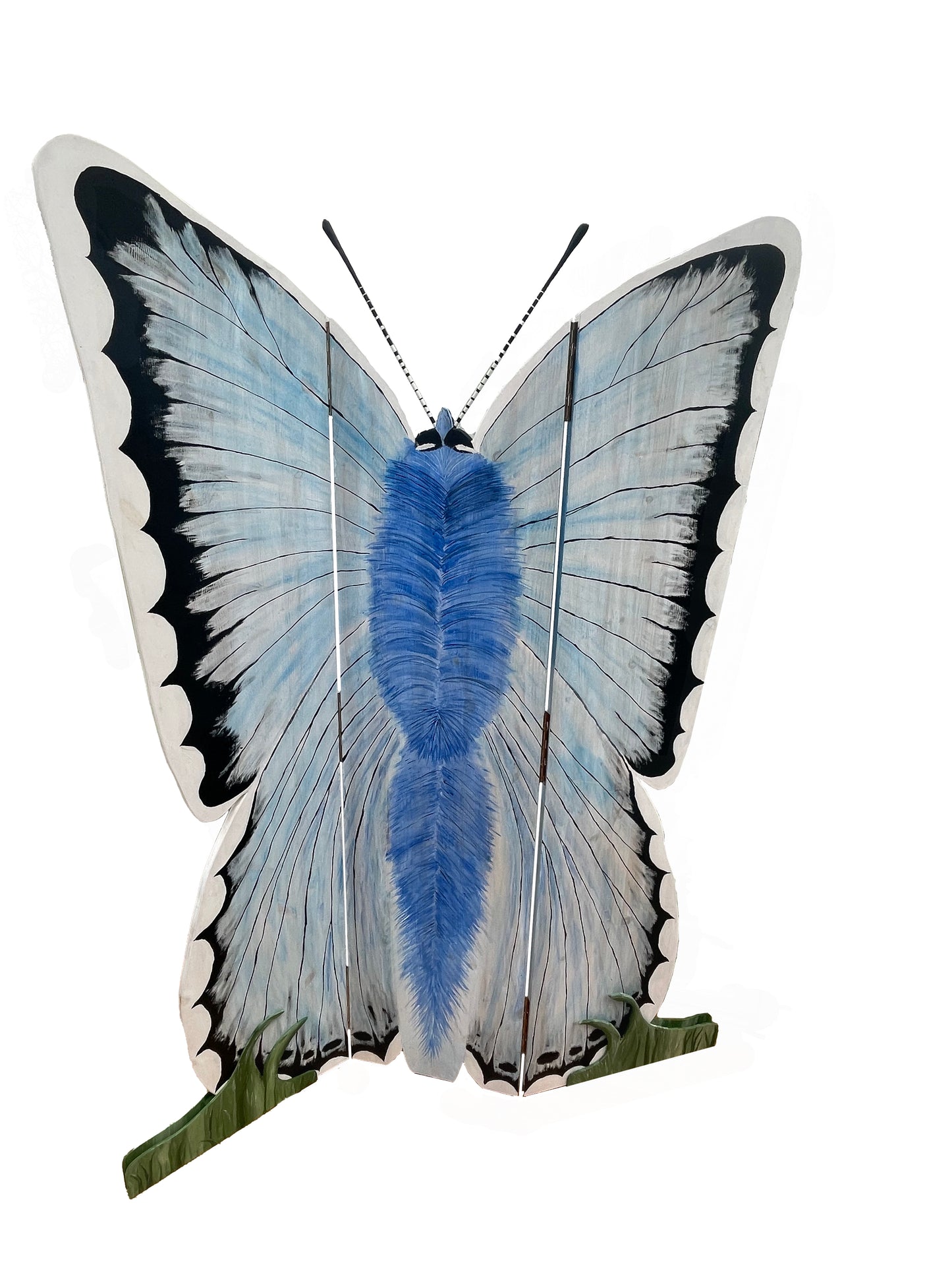 Chalk Blue Butterfly Folding Screen