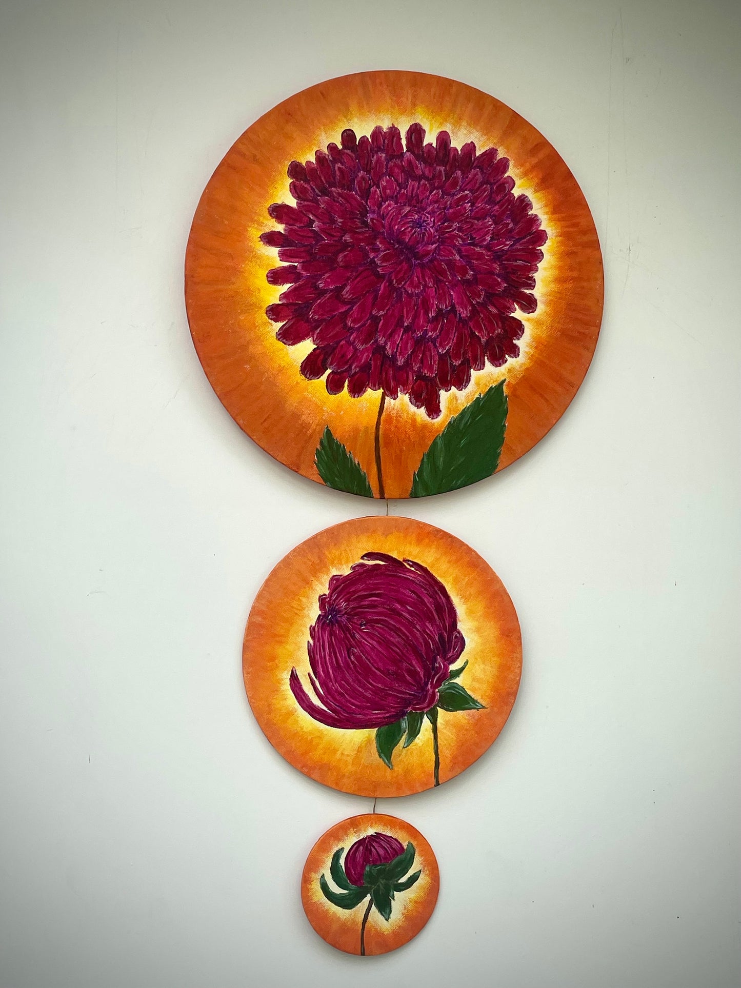 Triptych painting - Dahlia
