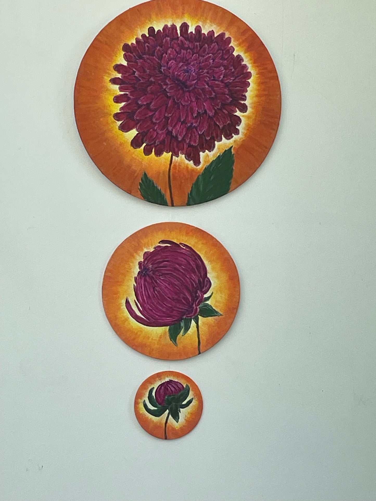 Triptych painting - Dahlia