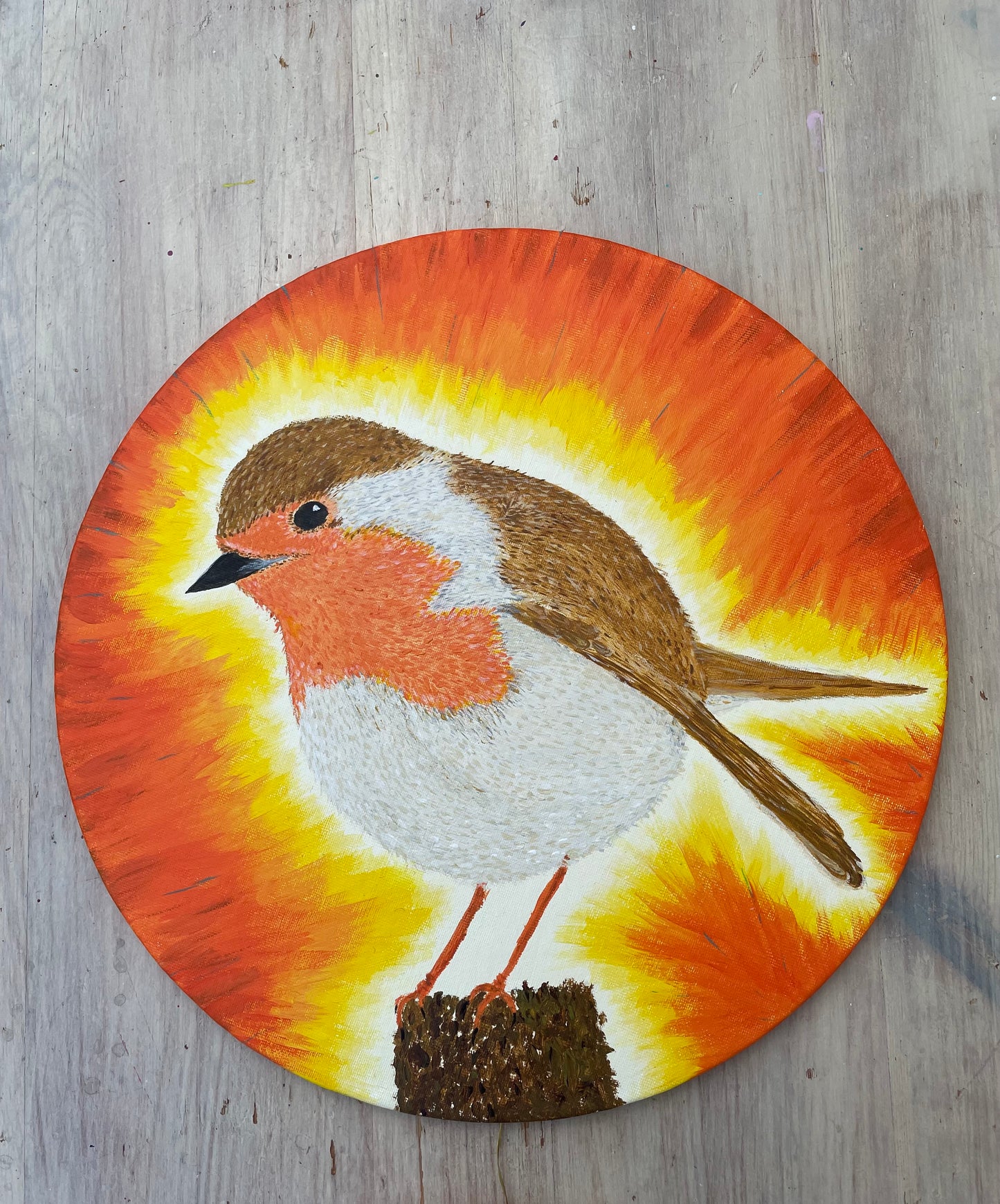 Triptych painting - Robin