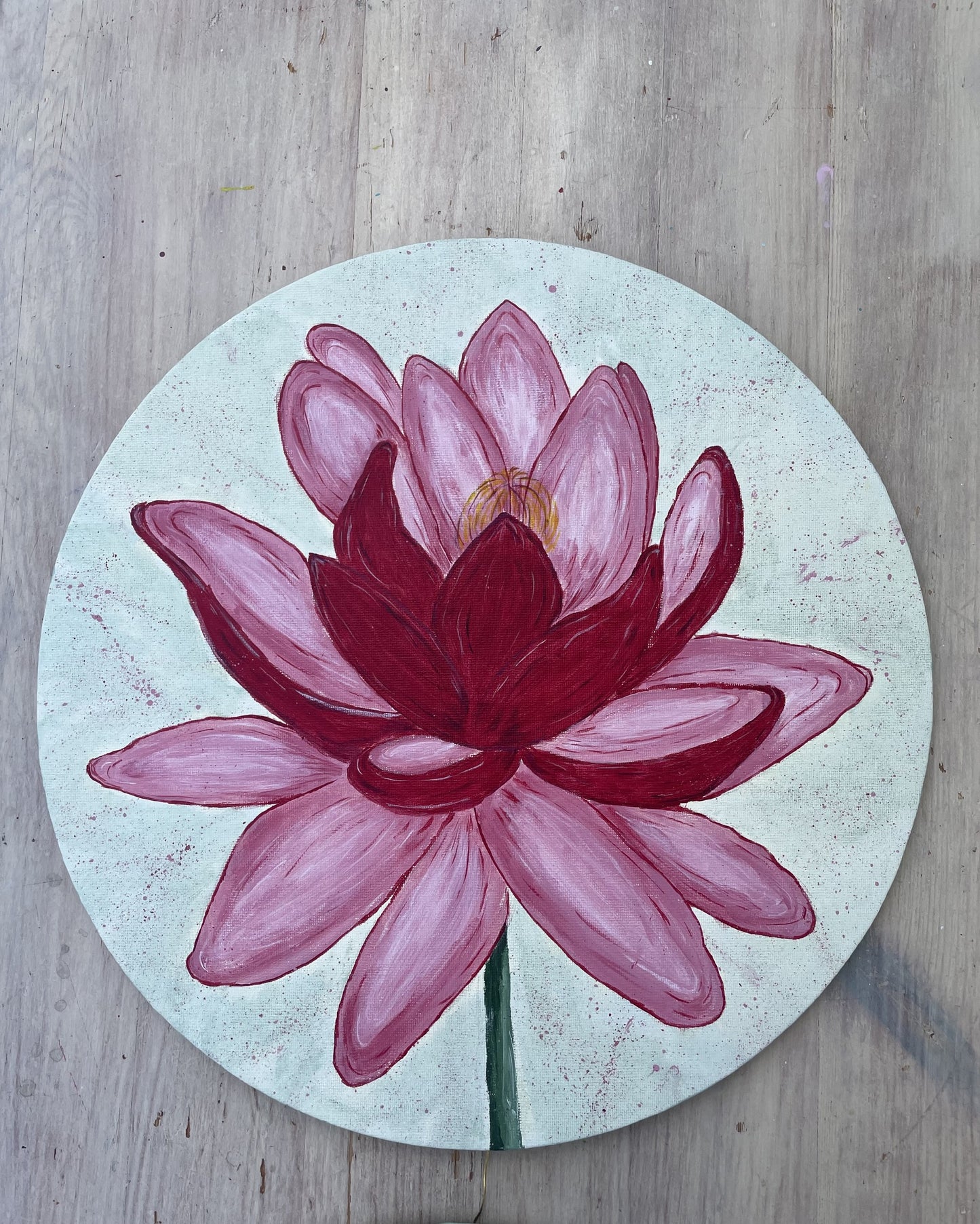 Hand-painted Lotus side table plus triptych | Boho Zen Decor | Yoga