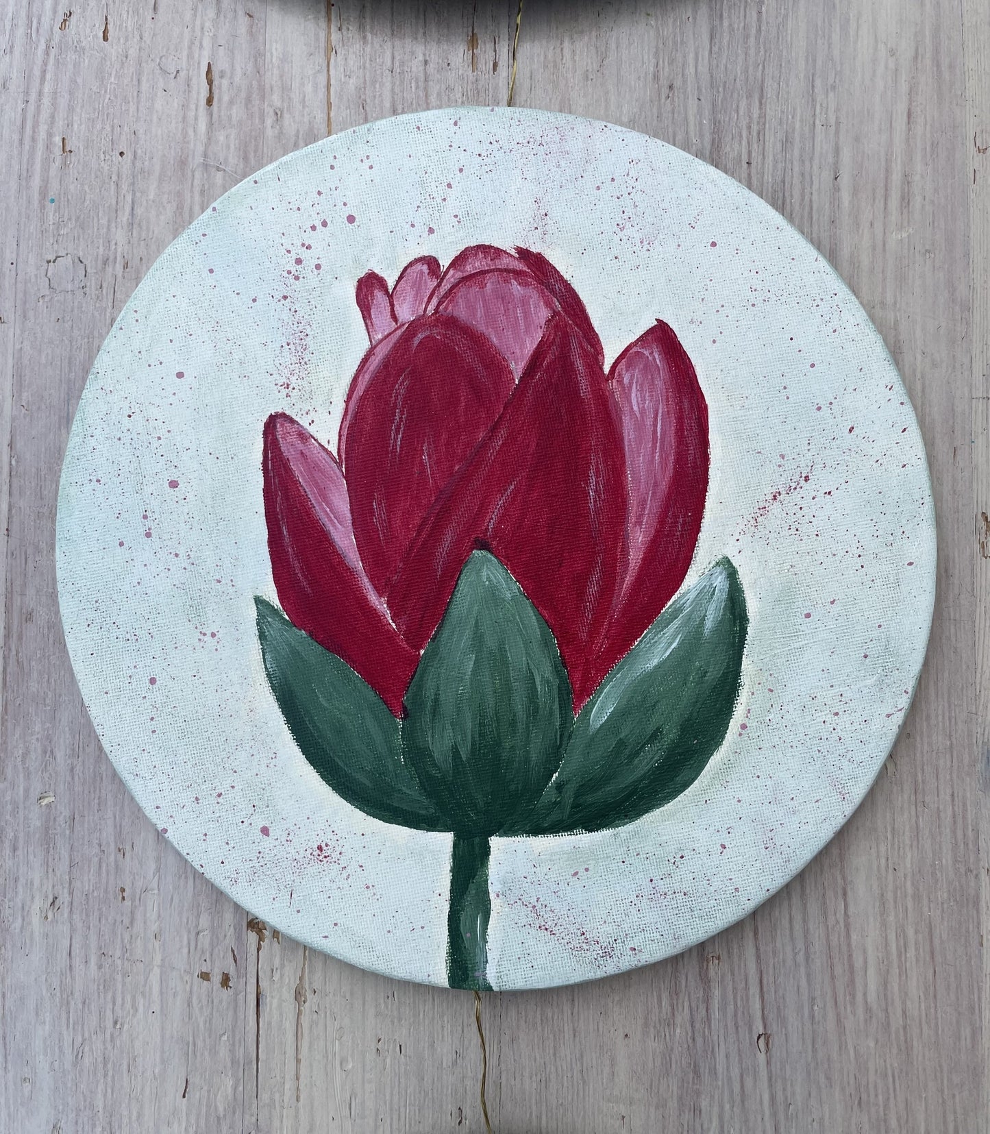 Hand-painted Lotus side table plus triptych | Boho Zen Decor | Yoga